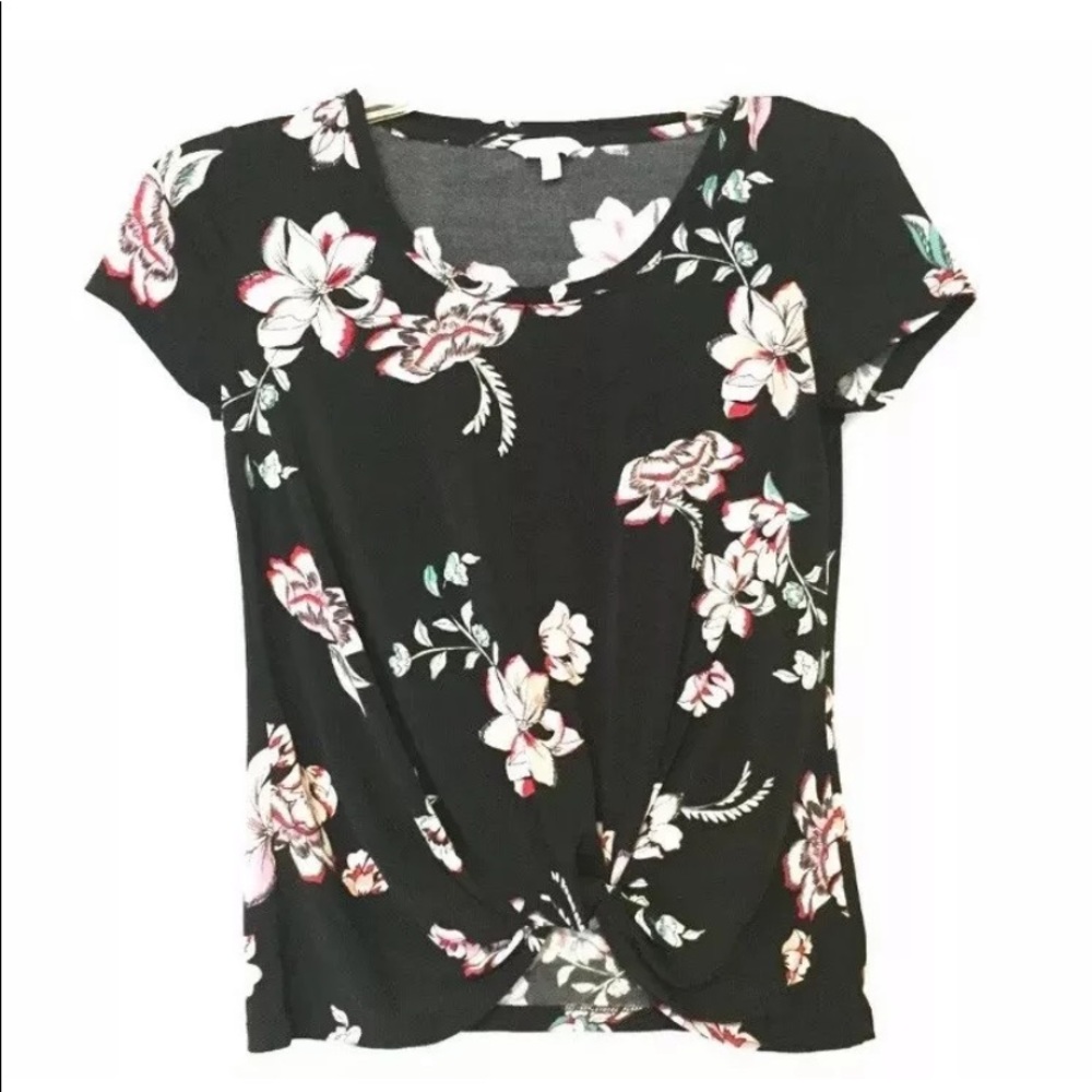Candie’s Stretchy Floral Knot Front Top